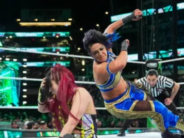 Bayley stands in the WWE ring during a recent event as speculation grows about her contract status and future with the company.