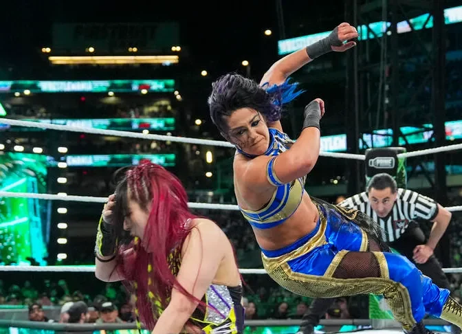 Bayley stands in the WWE ring during a recent event as speculation grows about her contract status and future with the company.